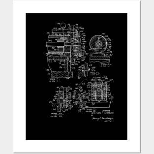 Card Printing Machine Vintage Patent Hand Drawing Posters and Art